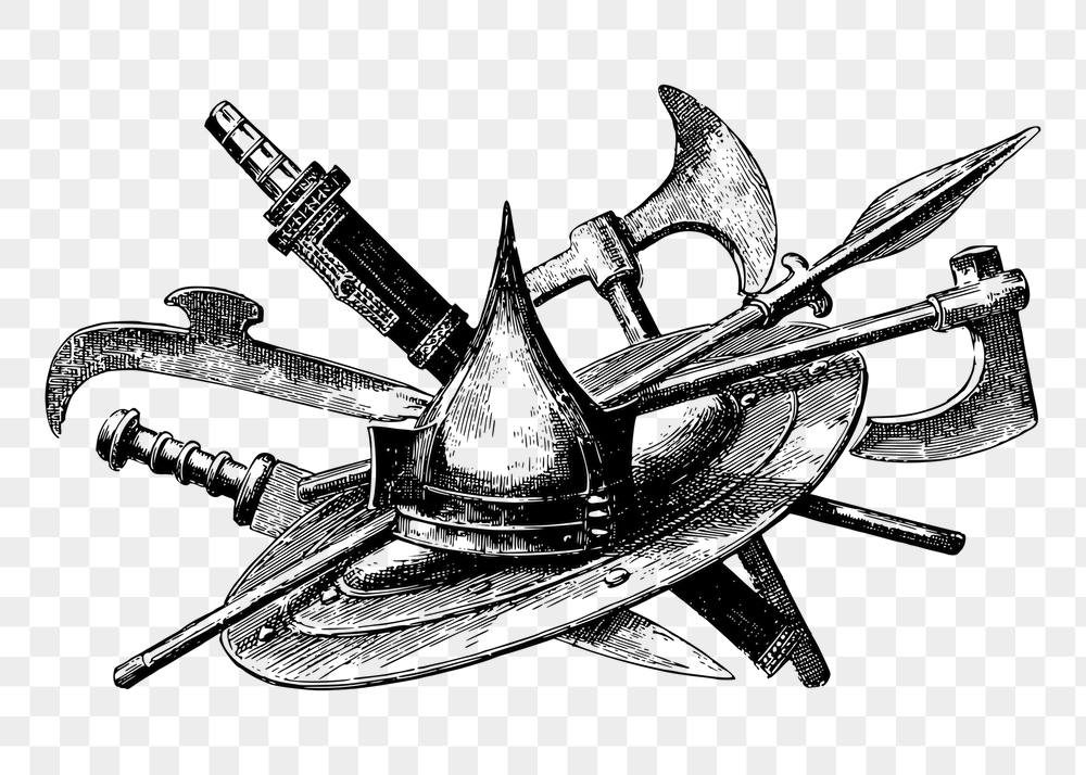 Medieval weapons png sticker, vintage | Free PNG - rawpixel