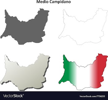 Medio Campidano blank detailed outline map set vector image