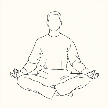 Meditating Man in Minimalist Line Art Meditating Man in Minimalist Line Art