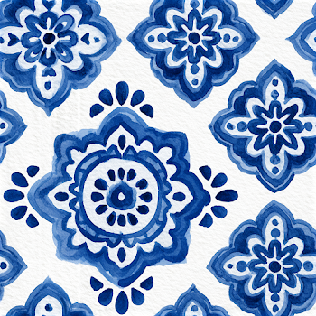 Mediterranean Blue Watercolor Pattern