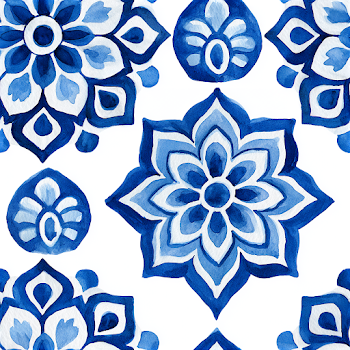 Mediterranean Floral Watercolor Pattern