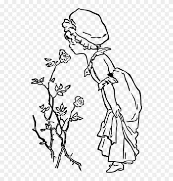 Medium Image - Girl Smelling Flower Image Black And White