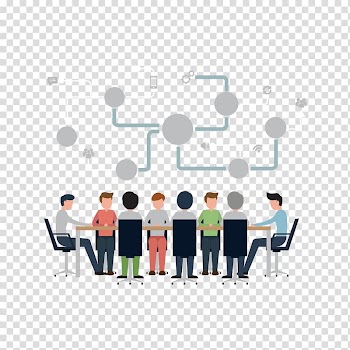 Meeting Illustration, business people and icons transparent background PNG clipart
