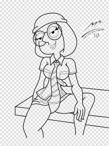 Meg line art transparent background PNG clipart