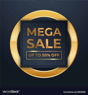 mega flash sales banners with black gold for sales