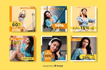Mega sale fashion sale instagram post collection Free Vector