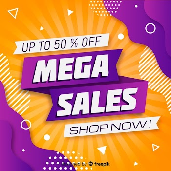 Mega sales background with abstract shapes Free Vector