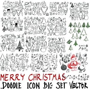 MEGA set of icon doodle Christmas illustration Hand drawn Sketch line vector