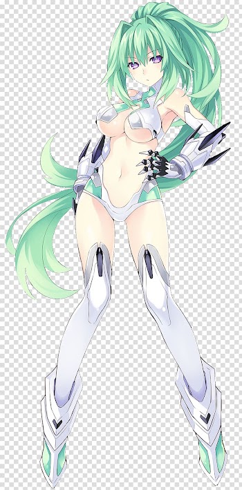 Megadimension Neptunia VII Hyperdevotion Noire: Goddess Black Heart Green Anime Fairy Fencer F, heart wing transparent background PNG clipart