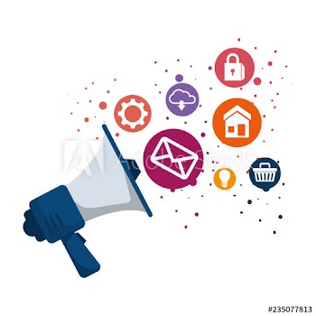 megaphone with social media icons