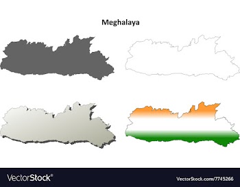 Meghalaya blank detailed outline map set vector image