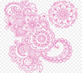 Mehndi Henna Tattoo Drawing - Vintage red paper-cut pattern 