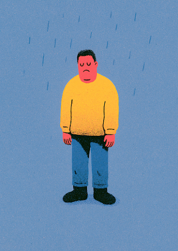 Melancholic Character in the Rain