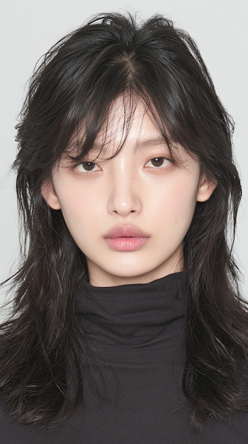 Melancholic East Asian Woman in Indie Fashion Aesthetic