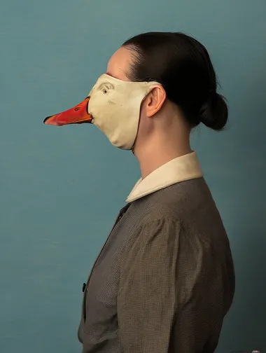 Melancholic Girl with Vintage Goose Mask Melancholic Girl with Vintage Goose Mask