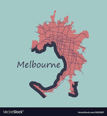 Melbourne australia map in retro style flat vector image