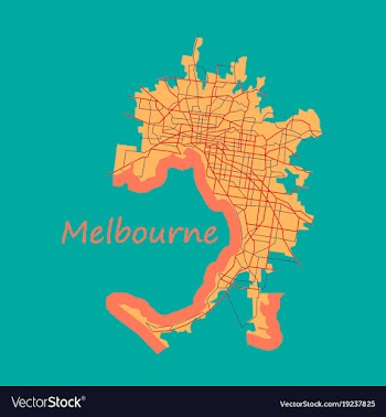 Melbourne australia map in retro style flat vector image