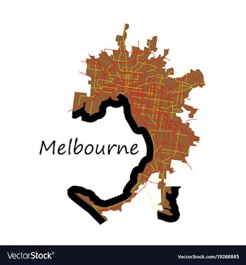 Melbourne australia map in retro style flat vector image