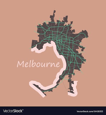 Melbourne australia map in retro style flat vector image