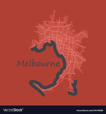 Melbourne australia map in retro style flat vector image
