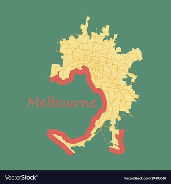 Melbourne australia map in retro style flat vector image