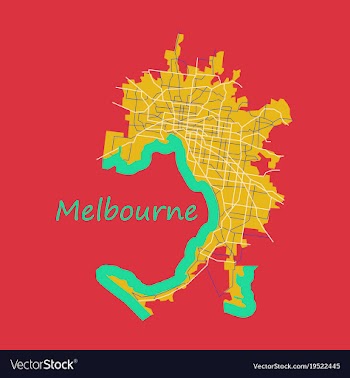 Melbourne australia map in retro style flat vector image