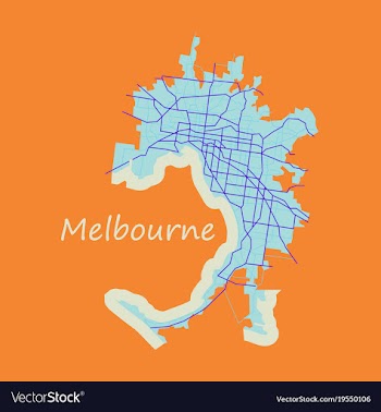 Melbourne australia map in retro style flat vector image