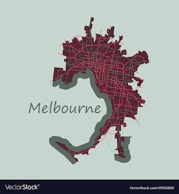 Melbourne australia map in retro style flat vector image
