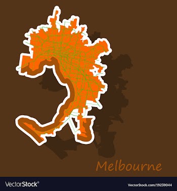 Melbourne australia map in retro style sticker vector image