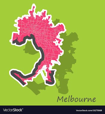 Melbourne australia map in retro style sticker vector image