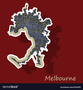 Melbourne australia map in retro style sticker vector image