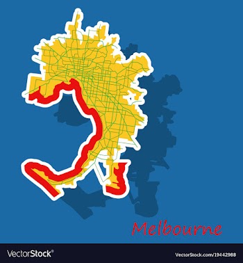 Melbourne australia map in retro style sticker vector image