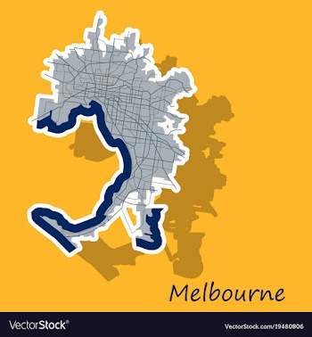 Melbourne australia map in retro style sticker vector image