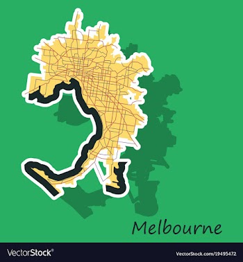 Melbourne australia map in retro style sticker vector image