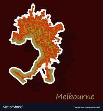 Melbourne australia map in retro style sticker vector image