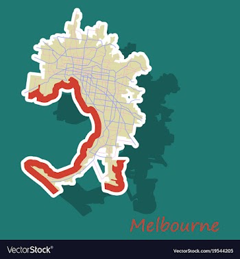 Melbourne australia map in retro style sticker vector image