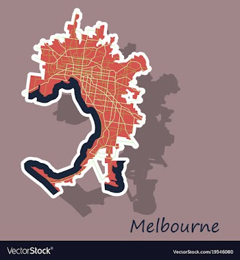 Melbourne australia map in retro style sticker vector image