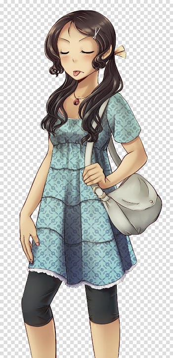 Melissa, black haired female anime character transparent background PNG clipart