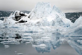 melted iceberg on body of water