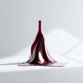 Melting Burgundy Bottle: A Surrealist Interpretation