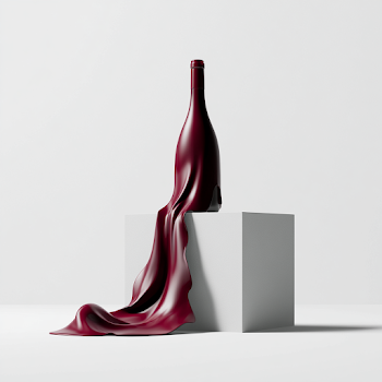 Melting Burgundy Bottle: A Surrealist Tribute