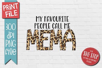 Mema Grandma Sublimation Design PNG Cheetah Print