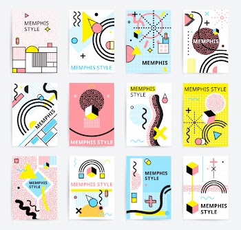 Memphis style posters set Free Vector