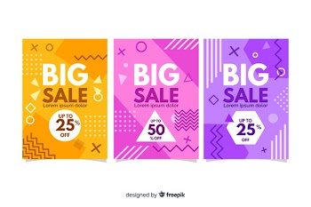 Memphis style sales banner template Free Vector