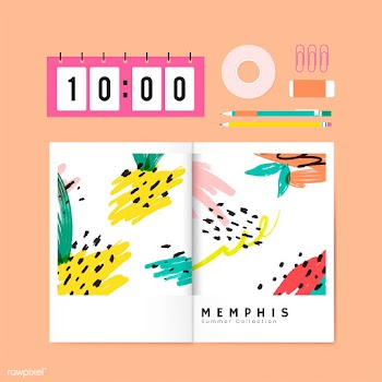 Memphis summer stationery illustration | Free stock vector - 566300