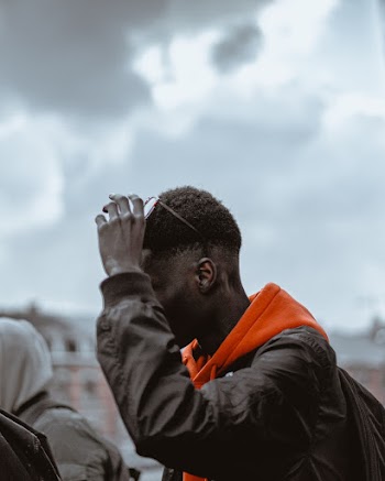 Men's Black and Orange Hoodie