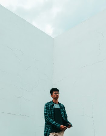 Men's Green and White Plaid Dress Shirt