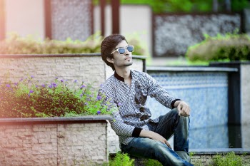 Men's Grey and Black Dress Shirt