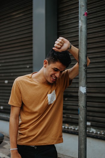 Men's Orange Crew Neck Shirt