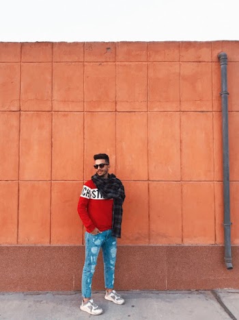 Men's Red and Black Long Sleeve Shirt